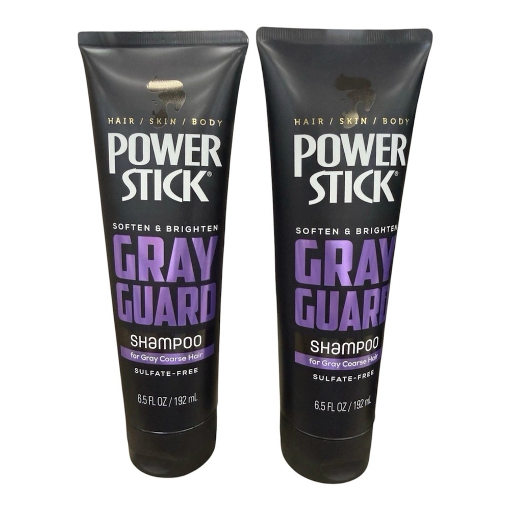 POWER STICK Gray Guard Hair Skin Body Softens Sulfate Free Shampoo(NEW) 2 in Lot